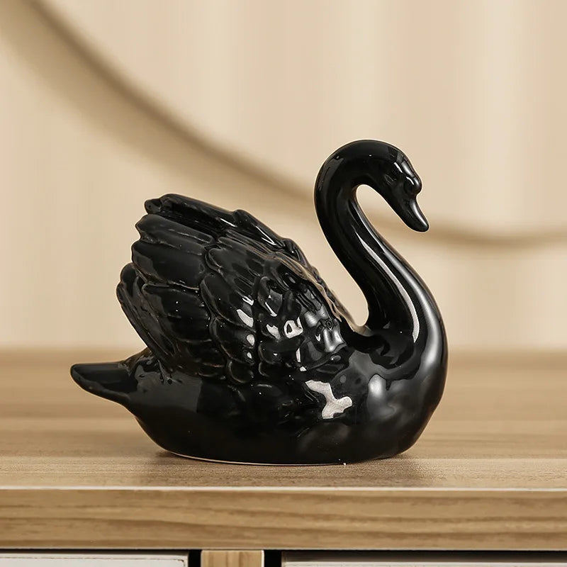 Ceramic Swan Ornament – Luxury Home Décor Sculpture