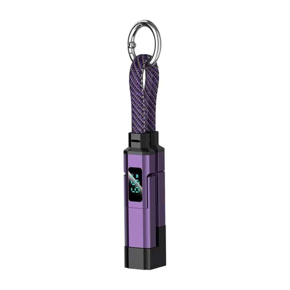 4-in-1 Keychain Charging Cable with LED Display – USB-C Fast Charge
