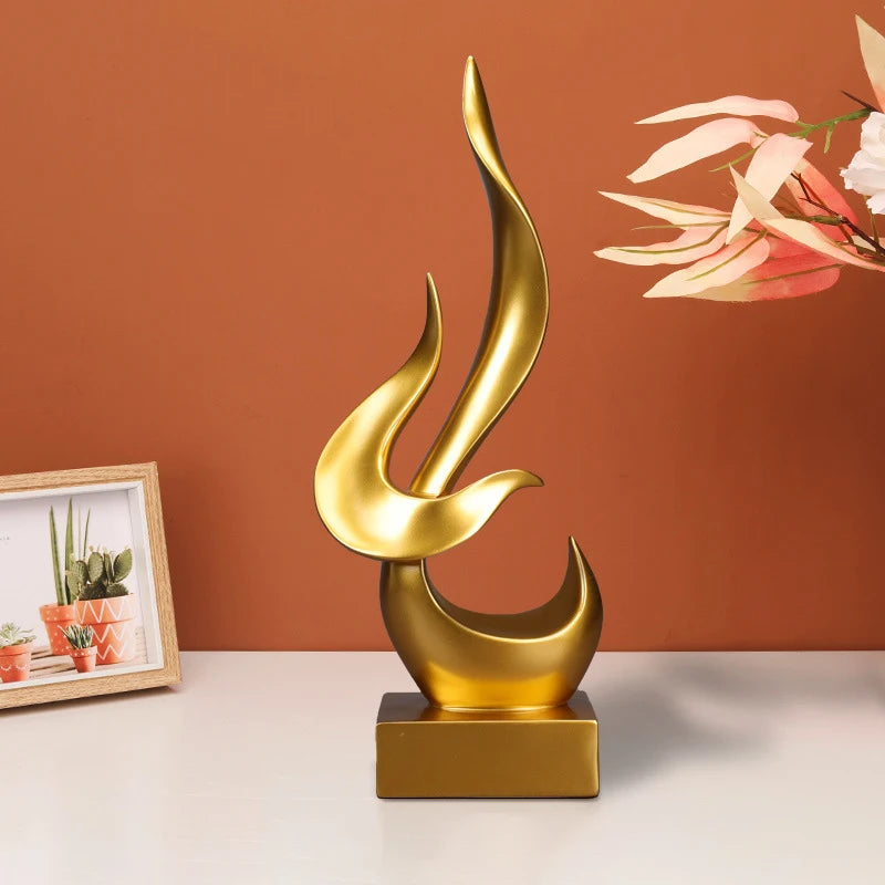 Abstract Flame Bird Sculpture – Resin Desk & Shelf Ornament