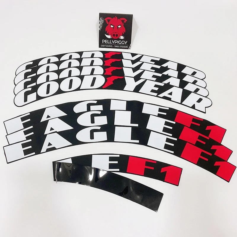 3D Car Tyre Lettering Stickers – Universal Wheel Decals (Set for 4 Tyres)