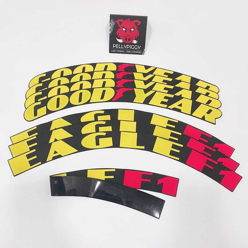 3D Car Tyre Lettering Stickers – Universal Wheel Decals (Set for 4 Tyres)