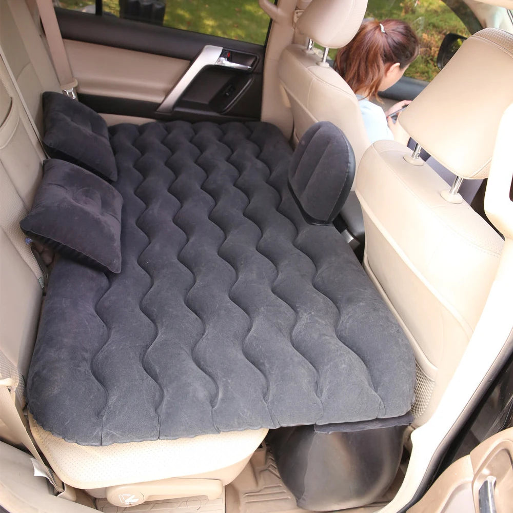 Car Inflatable Travel Mattress Bed – Back Seat Sleeping Mat with Pillows