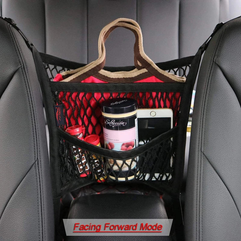 Car Seat Gap Storage Net Bag – Elastic Mesh Organiser & Pet Barrier