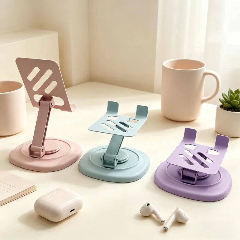 Cell Phone Stand for Desk - [360° Rotation] Sturdy Adjustable Desktop Phone Holder, Foldable Mobile Stand, for Smartphone