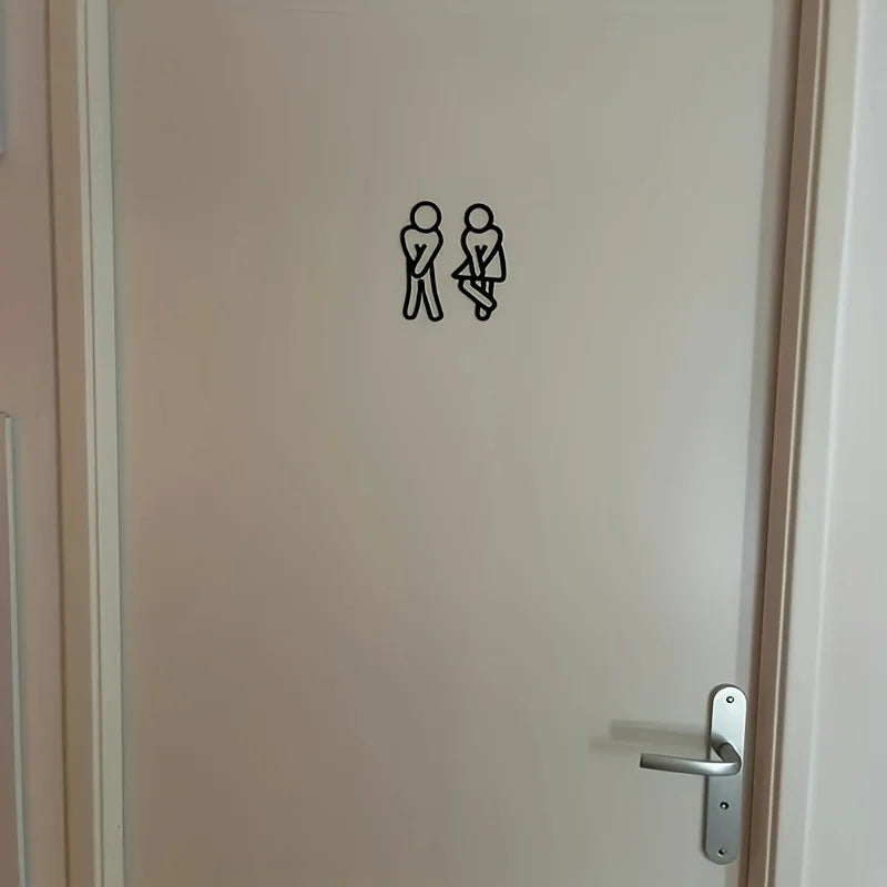 Funny Bathroom Door Sign – Acrylic Restroom Wall Sticker