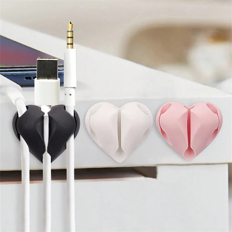 Heart-Shaped Cable Winder & Clip – Cord Organiser (2/4 Pack)