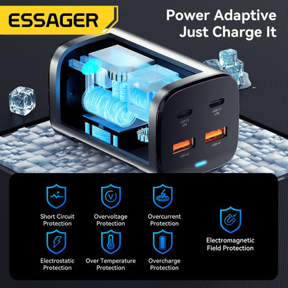 Essager 67W GaN Desktop Charger – 4-Port USB-C & USB-A Fast Charging