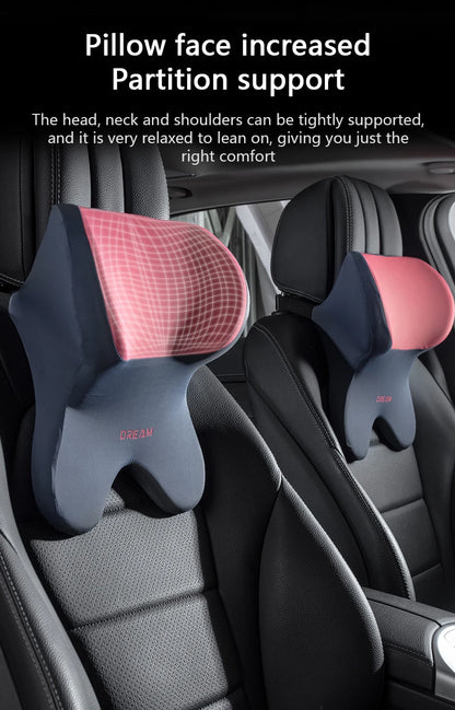 3D Memory Foam Car Headrest & Lumbar Support Pillow