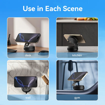 Magnetic Dashboard Phone Holder – Foldable & Extendable with Vacuum Suction