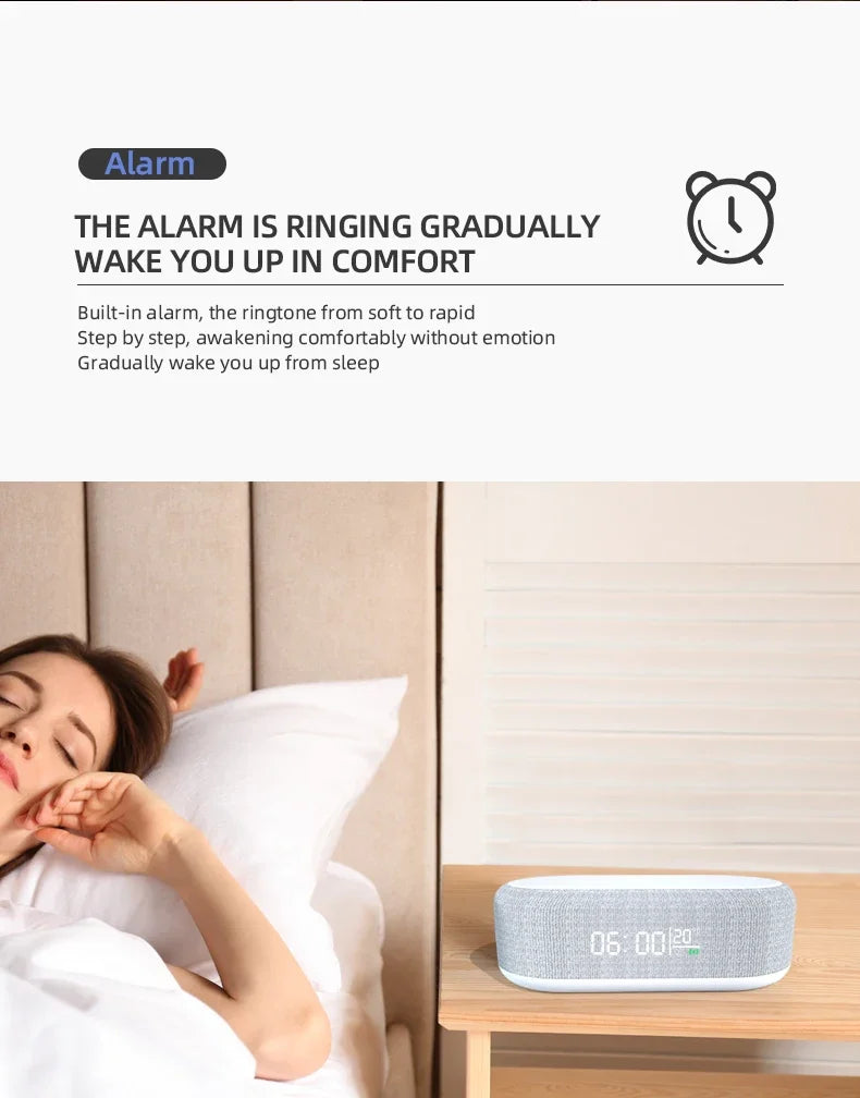 Alarm Clock Wireless Chargers Pad Phone Bedroom Lamp Night Light Desk Thermometer For iPhone 17 16 15 14 13 Fast Charging Dock
