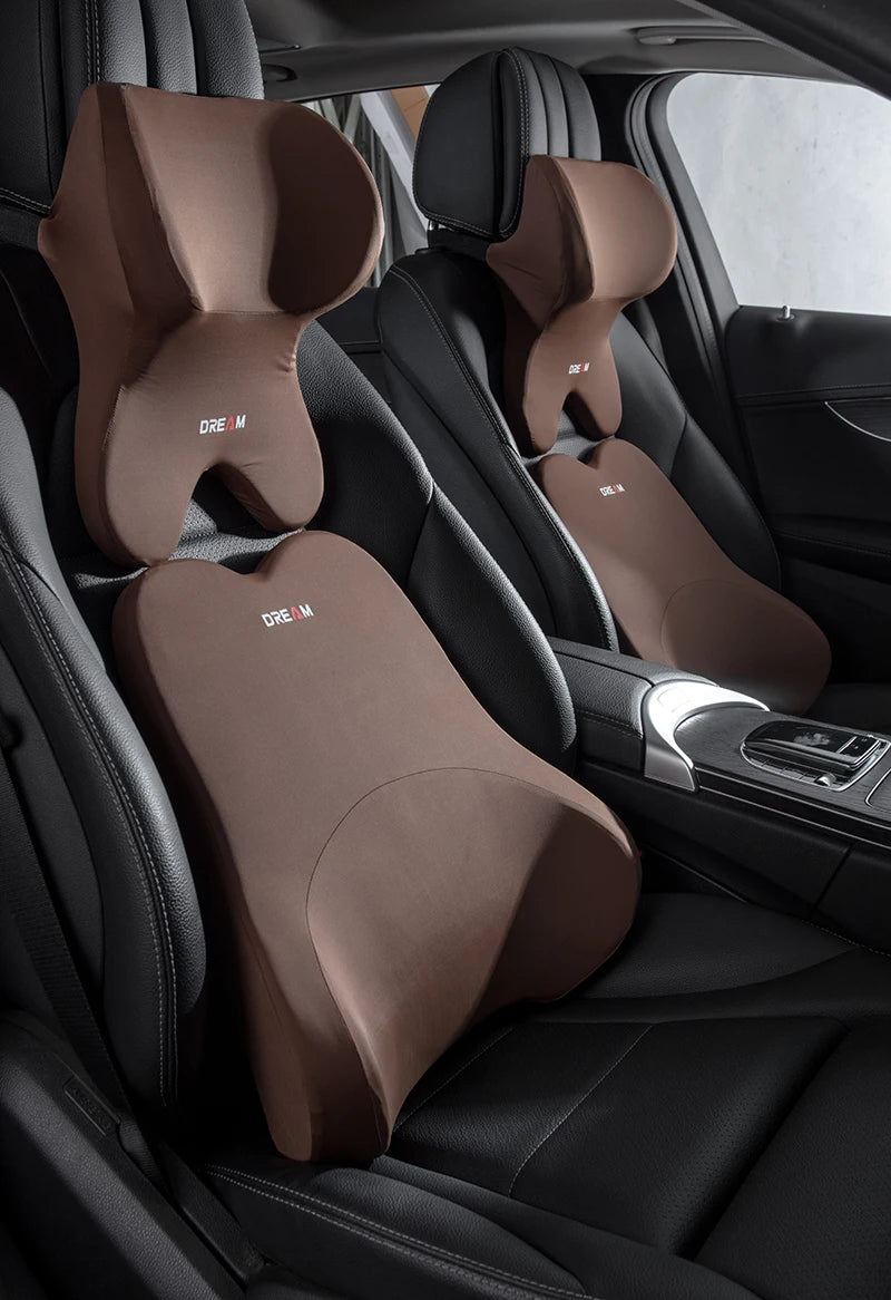 3D Memory Foam Car Headrest & Lumbar Support Pillow