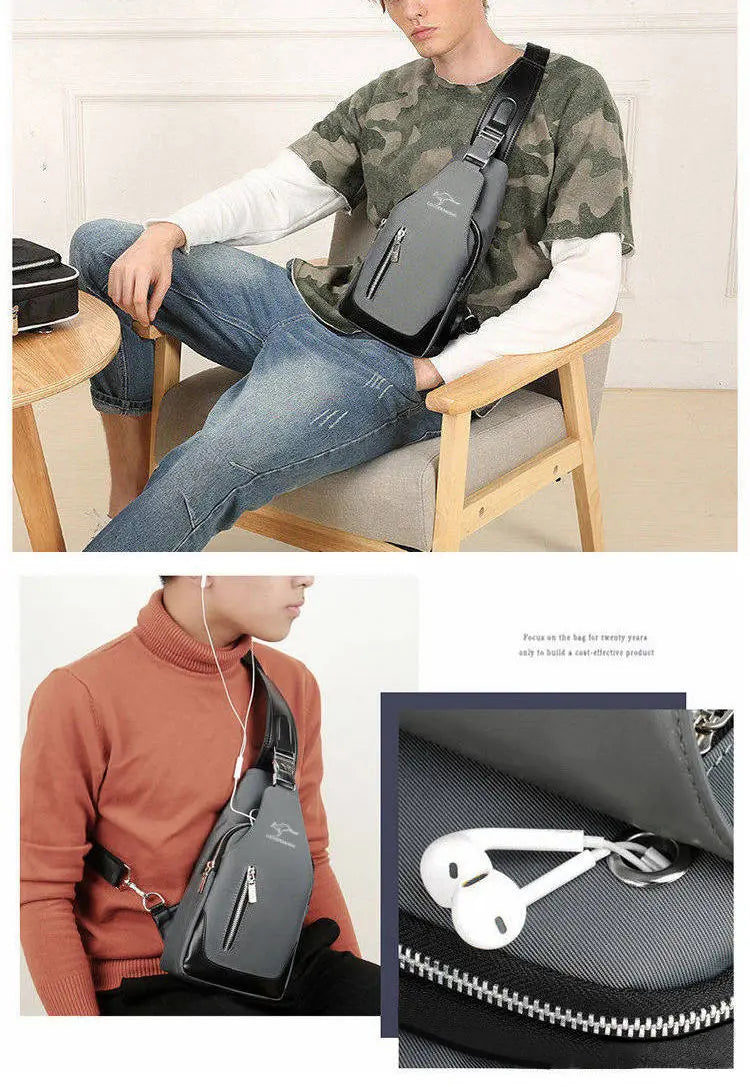 Men's Chest Bag New Fashion Korean Style Casual Sports Water Proof Oxford Chest Crossbody Bags for Men Shoulder Messenger Bag
