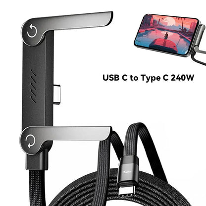 2-in-1 Fast Charging Cable with Built-In Phone Stand – USB-C, 1.5m