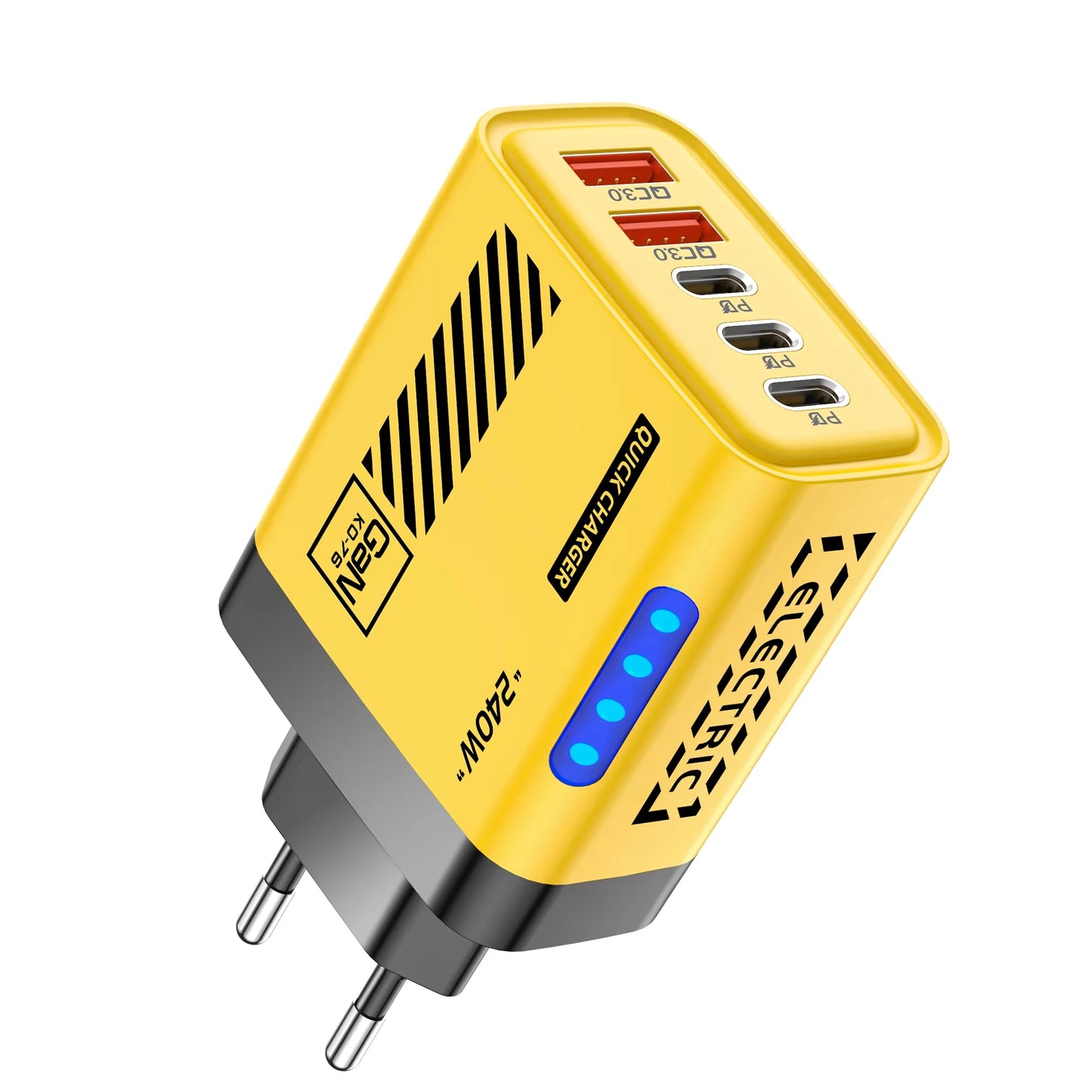 5 Port GaN USB C Charger 240W PD Fast Charger Phone Adapter Wall Charger For iPhone Samsung Xiaomi Huawei Fast Charging Plug