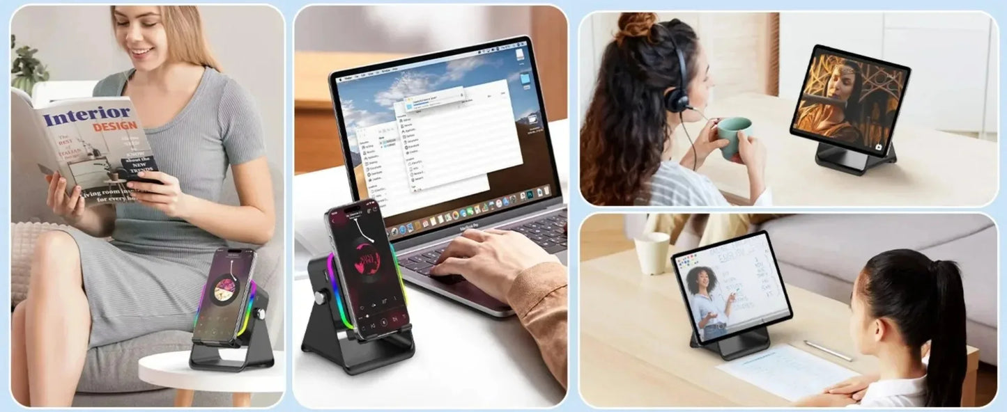 2-in-1 Phone Stand & Bluetooth Speaker with RGB Light