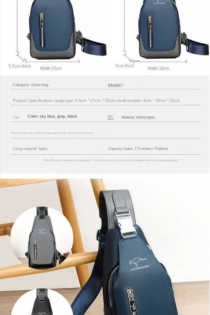 Men's Chest Bag New Fashion Korean Style Casual Sports Water Proof Oxford Chest Crossbody Bags for Men Shoulder Messenger Bag