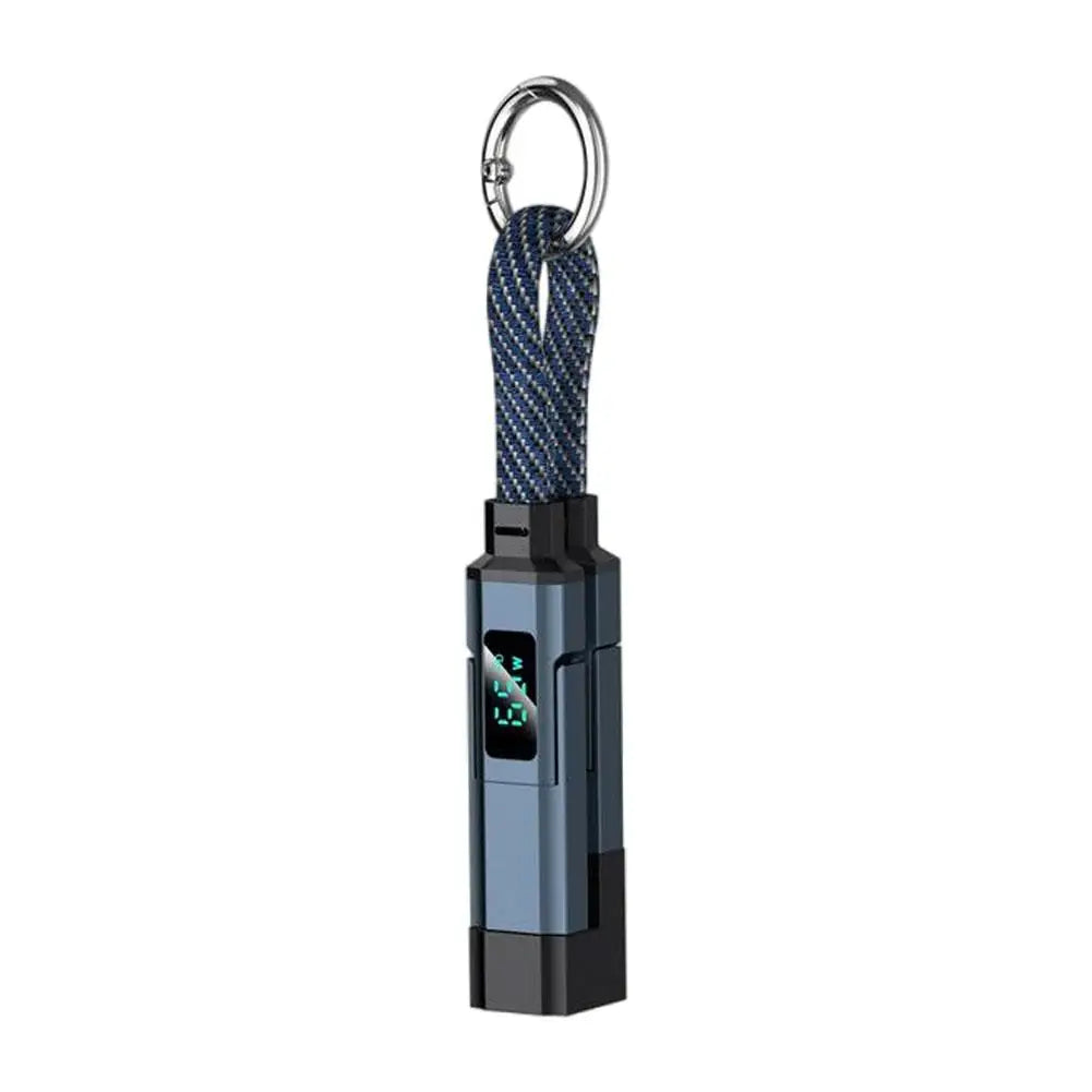 4-in-1 Keychain Charging Cable with LED Display – USB-C Fast Charge