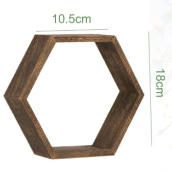 Hexagonal Wooden Floating Wall Shelf – Rustic Wall-Mounted Storage