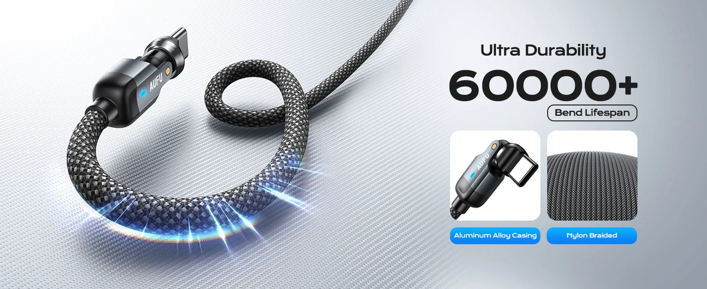 AUFU USB C Cable 60W 3A Fast Charging Cable USB C to Type C Cable for iPhone 16 15 Pro Max Samsung Galaxy S25 Ultra S24 MacBook