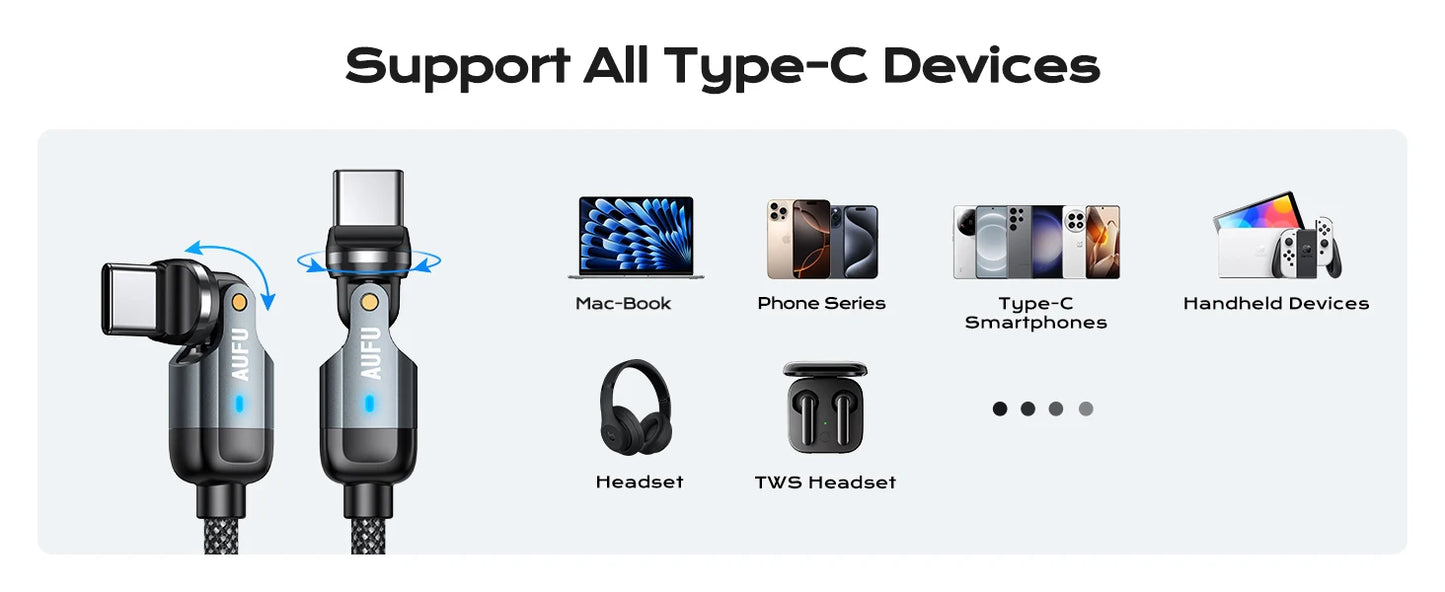 AUFU USB C Cable 60W 3A Fast Charging Cable USB C to Type C Cable for iPhone 16 15 Pro Max Samsung Galaxy S25 Ultra S24 MacBook