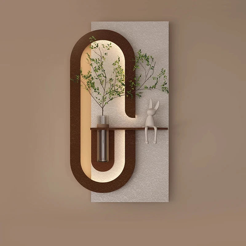 3D LED Sandstone Wall Painting with Hydroponic Plants