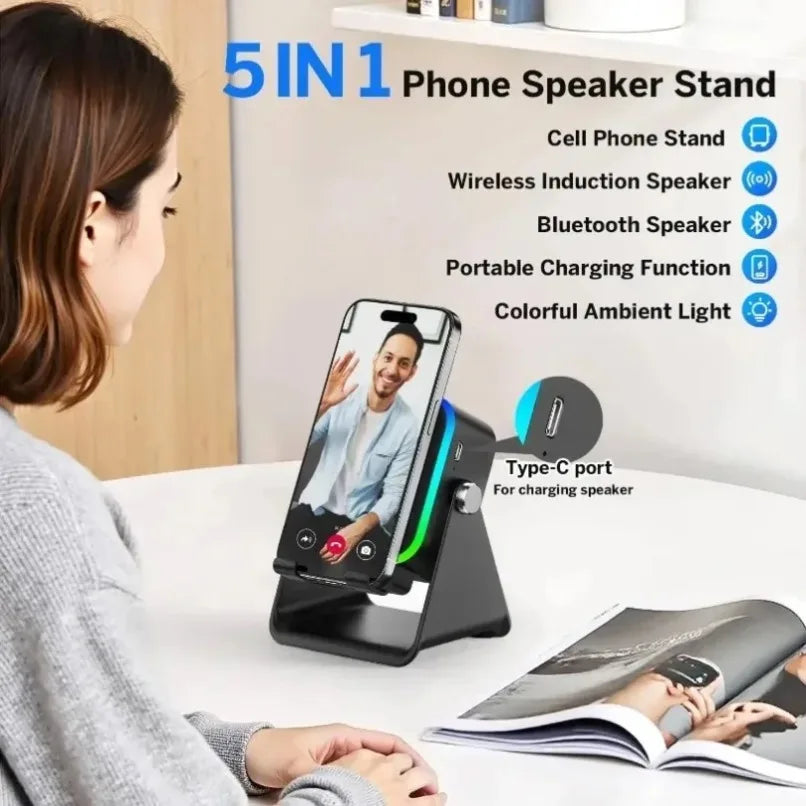 2-in-1 Phone Stand & Bluetooth Speaker with RGB Light