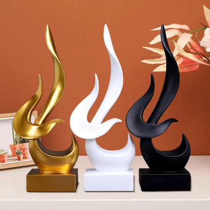 Abstract Flame Bird Sculpture – Resin Desk & Shelf Ornament