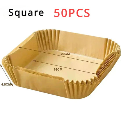 Air Fryer Disposable Paper Liners – Square & Round, Non-Stick Parchment (50–300 pcs)