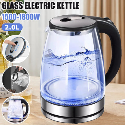 2L Glass Electric Kettle with Auto Shut-Off – Fast Boil, UK Plug