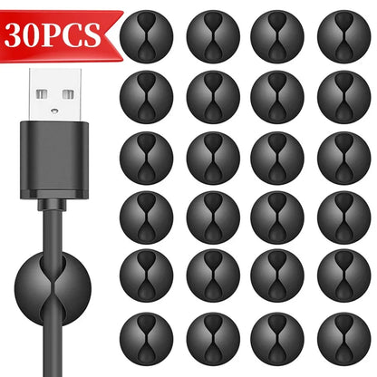 20/10PCS Self-adhesive Wire Fixer Cable Organizers Cable Holder Silicone Data Lines Desktop Management Compatible Clips Stickers