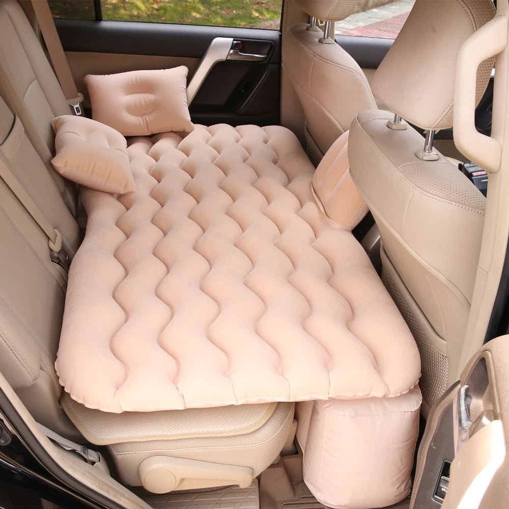 Car Inflatable Travel Mattress Bed – Back Seat Sleeping Mat with Pillows