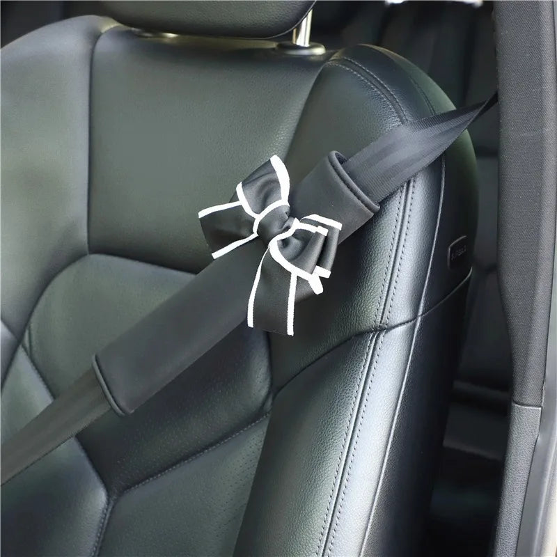 2pcs Seat Belt Covers Car Shoulder Pad Seat Belt Car Accessories for Adults Youth Kids Interior Princess Bow Decor Car