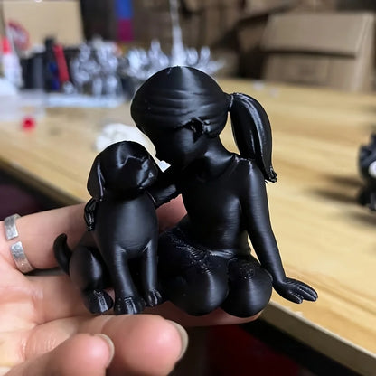 Girl and Puppy Sculpture – Cute Pet Lover Decorative Ornament