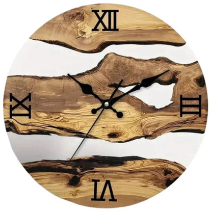 Acrylic Wood Grain Wall Clock – 30cm Silent Quartz Round Clock