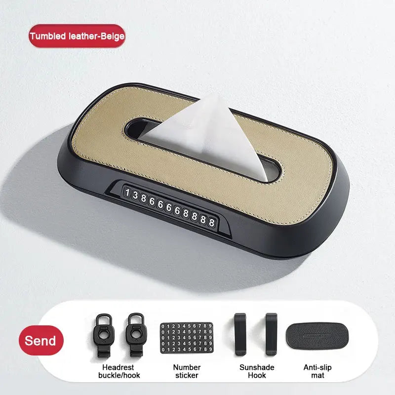 Leather Car Tissue Box – Sun Visor & Seat-Back Holder