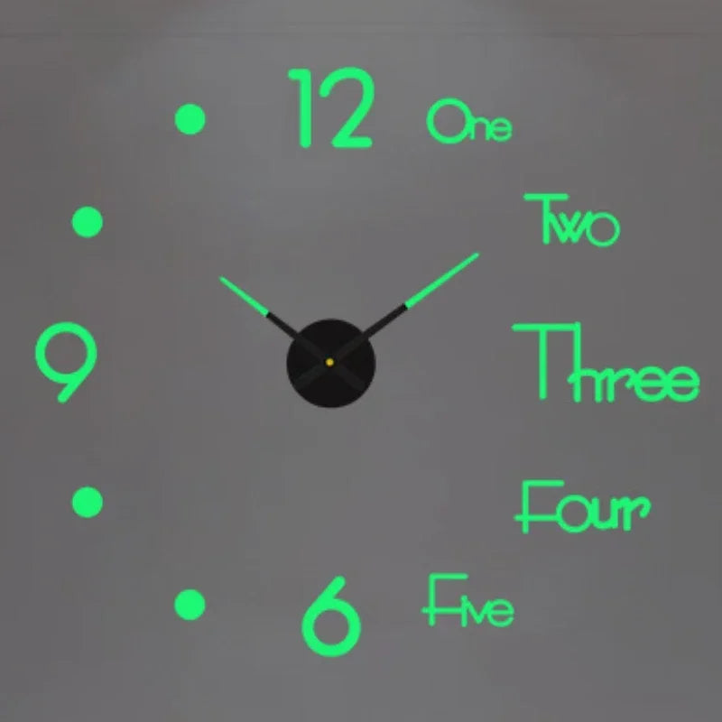 Large 3D Luminous Acrylic Wall Clock – DIY European Style