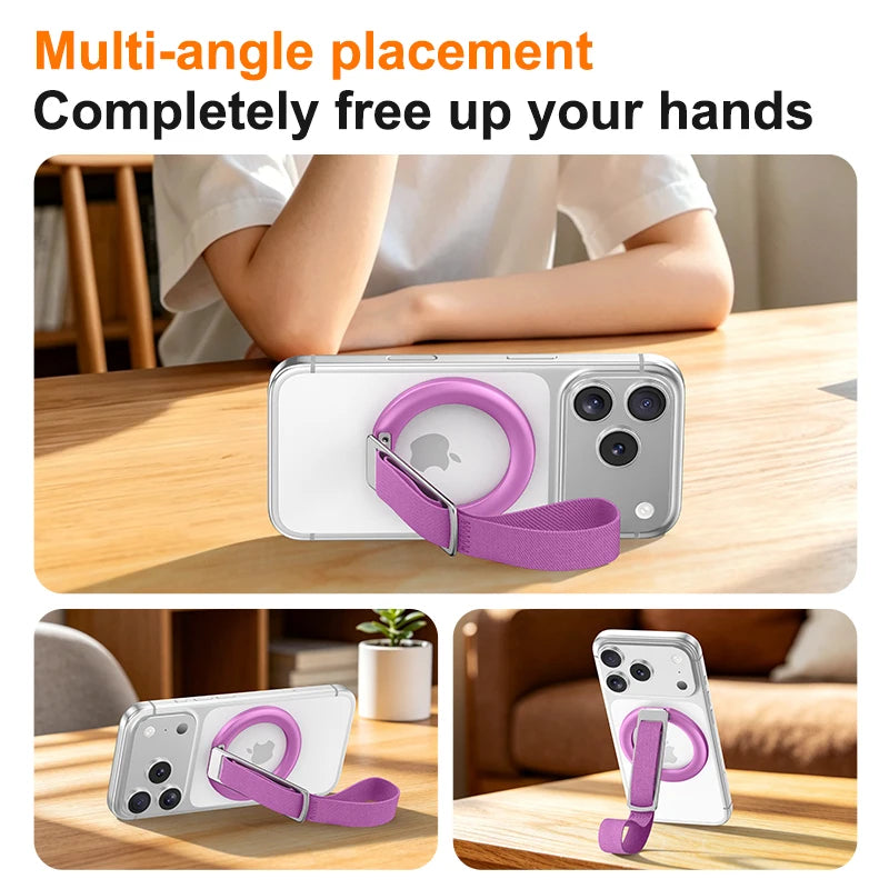 Magnetic Wrist Strap Phone Holder with 360° Ring Stand