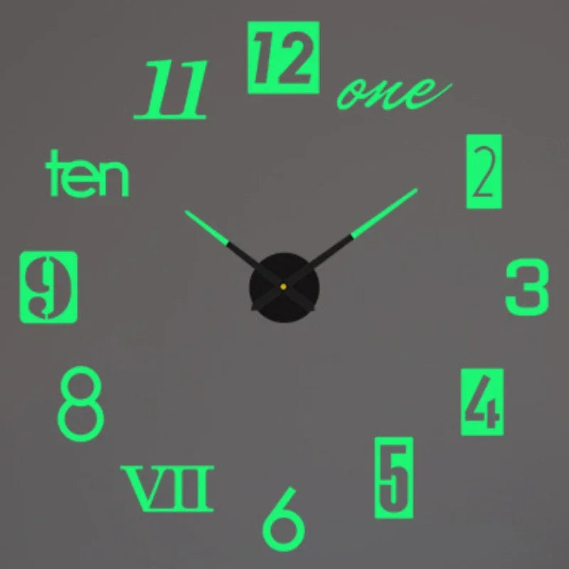 Large 3D Luminous Acrylic Wall Clock – DIY European Style