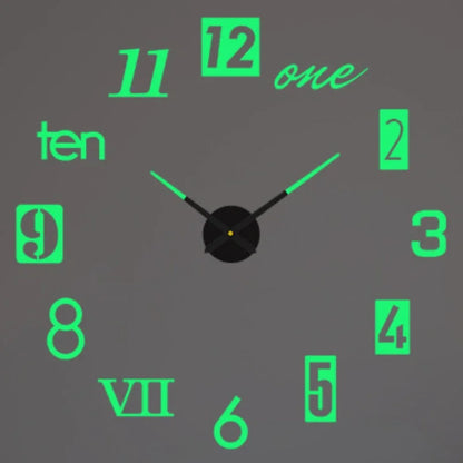 Large 3D Luminous Acrylic Wall Clock – DIY European Style
