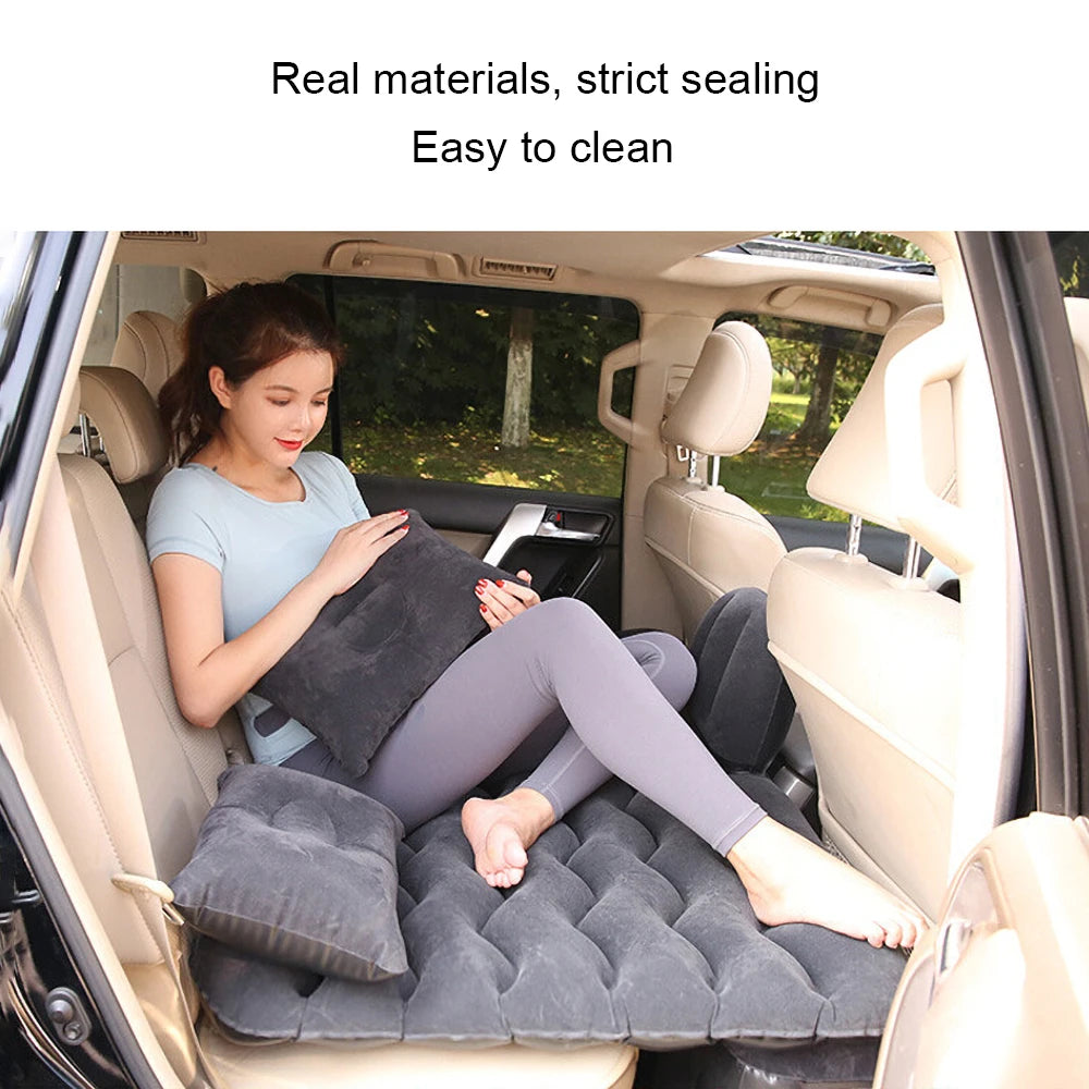 Car Inflatable Travel Mattress Bed – Back Seat Sleeping Mat with Pillows