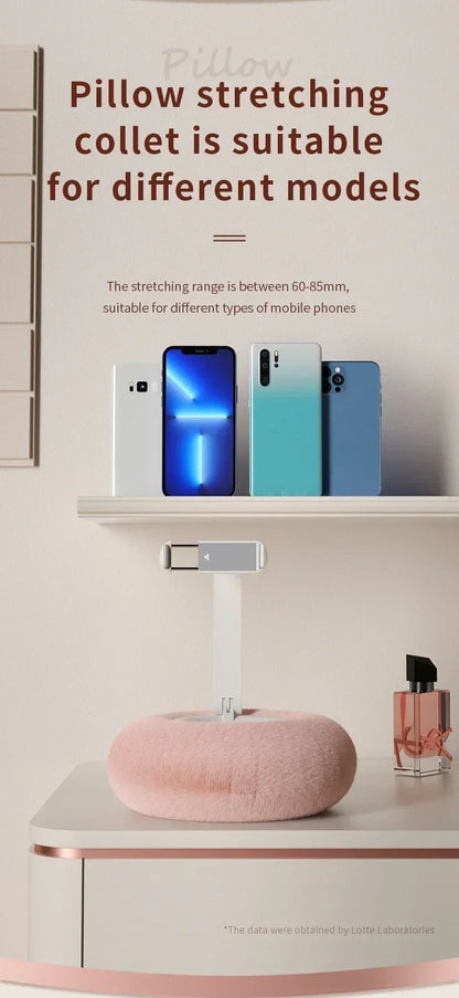 1PCS Desktop Pink Pillow Phone Holder Stand Adjustable Long Arm Smartphone Mount For iPhone 17 16 15 14 13 12 Samsung Xiaomi
