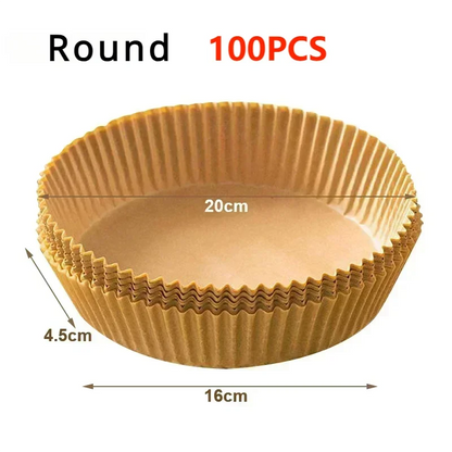 Air Fryer Disposable Paper Liners – Square & Round, Non-Stick Parchment (50–300 pcs)