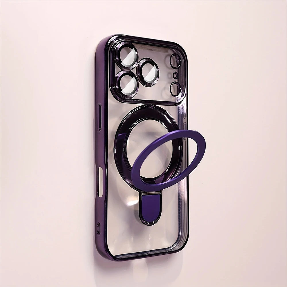 Luxury Plating Magnetic Bracket Phone Case For iPhones