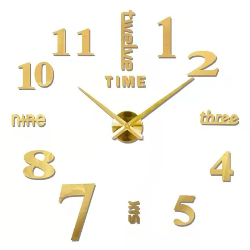 Large Roman Numeral Acrylic Mirror Wall Clock – DIY 3D Sticker