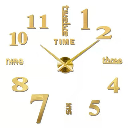Large Roman Numeral Acrylic Mirror Wall Clock – DIY 3D Sticker