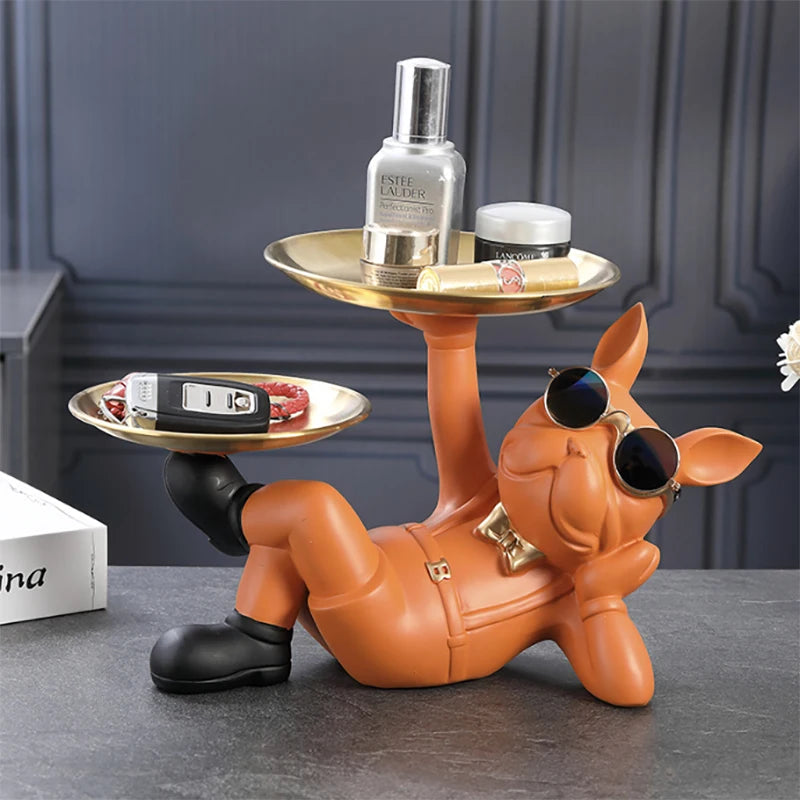 Cool Bulldog Statue – Resin Animal Figurine for Home Décor