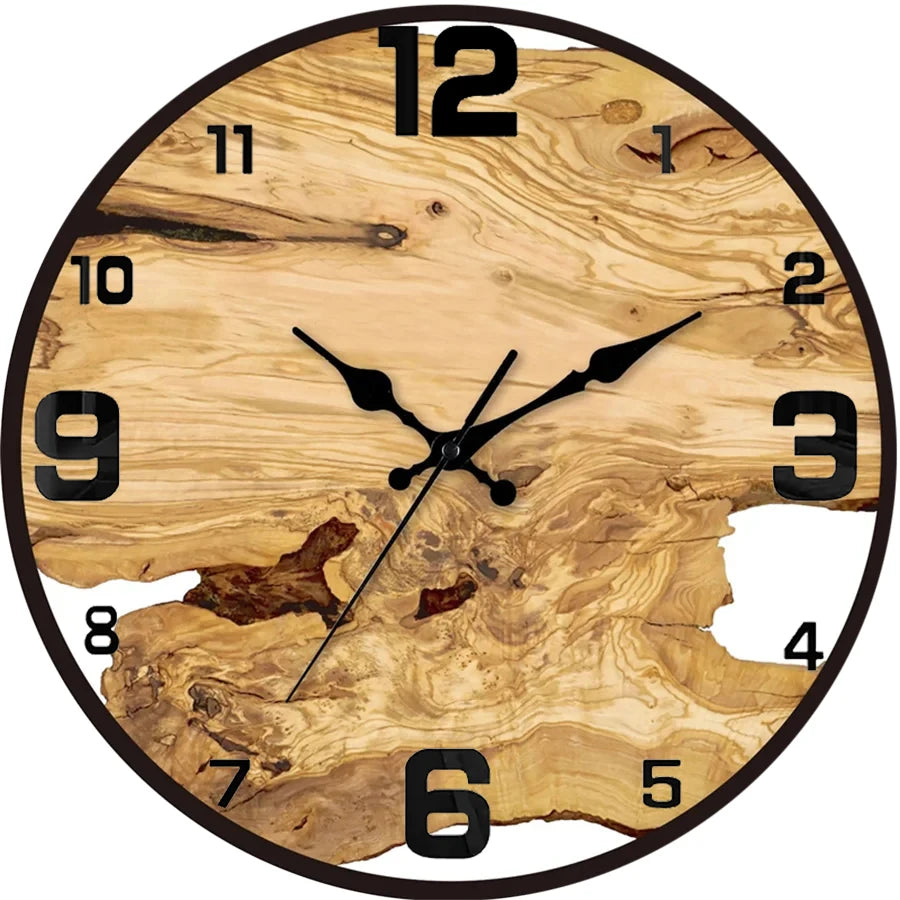Acrylic Wood Grain Wall Clock – 30cm Silent Quartz Round Clock