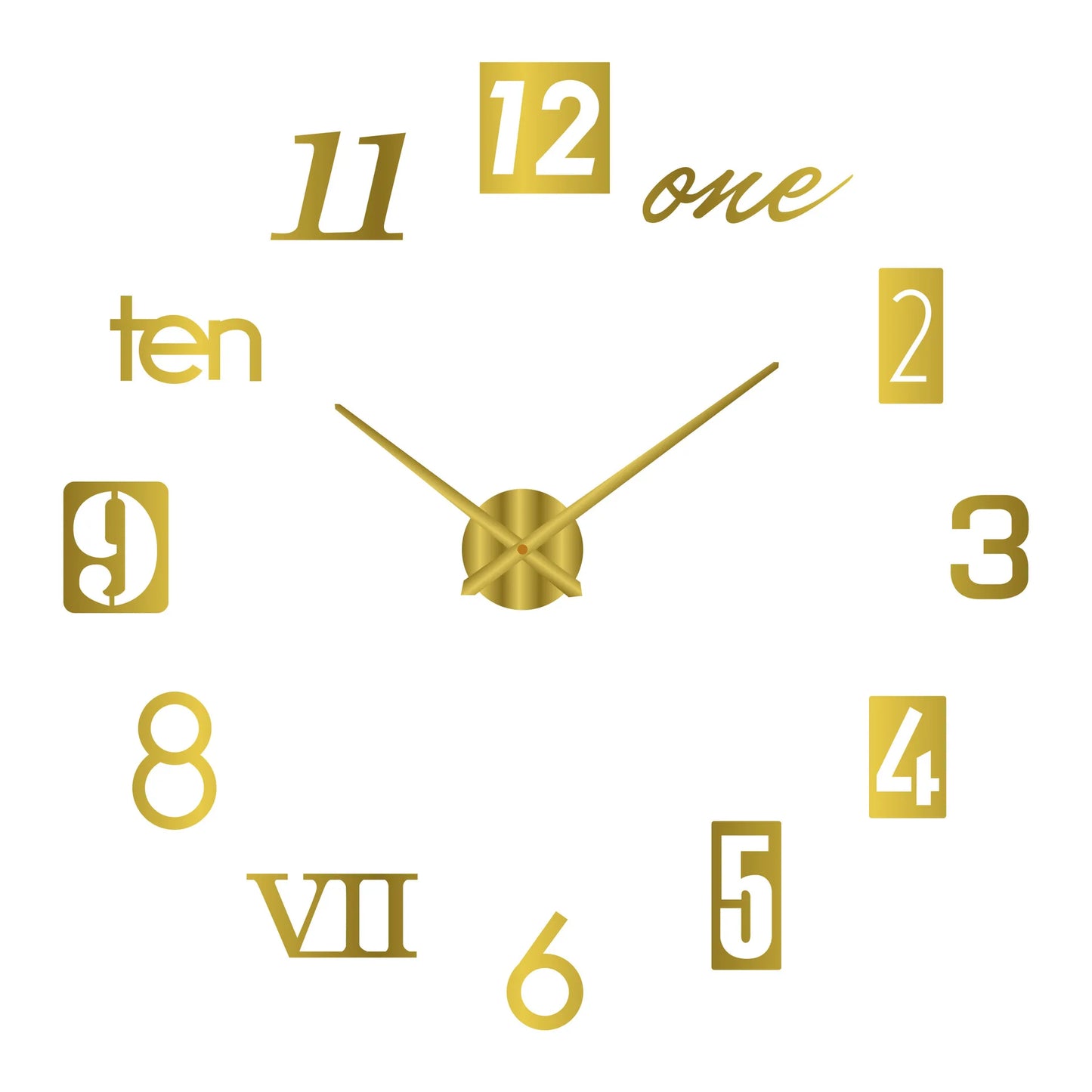 Large Roman Numeral Acrylic Mirror Wall Clock – DIY 3D Sticker