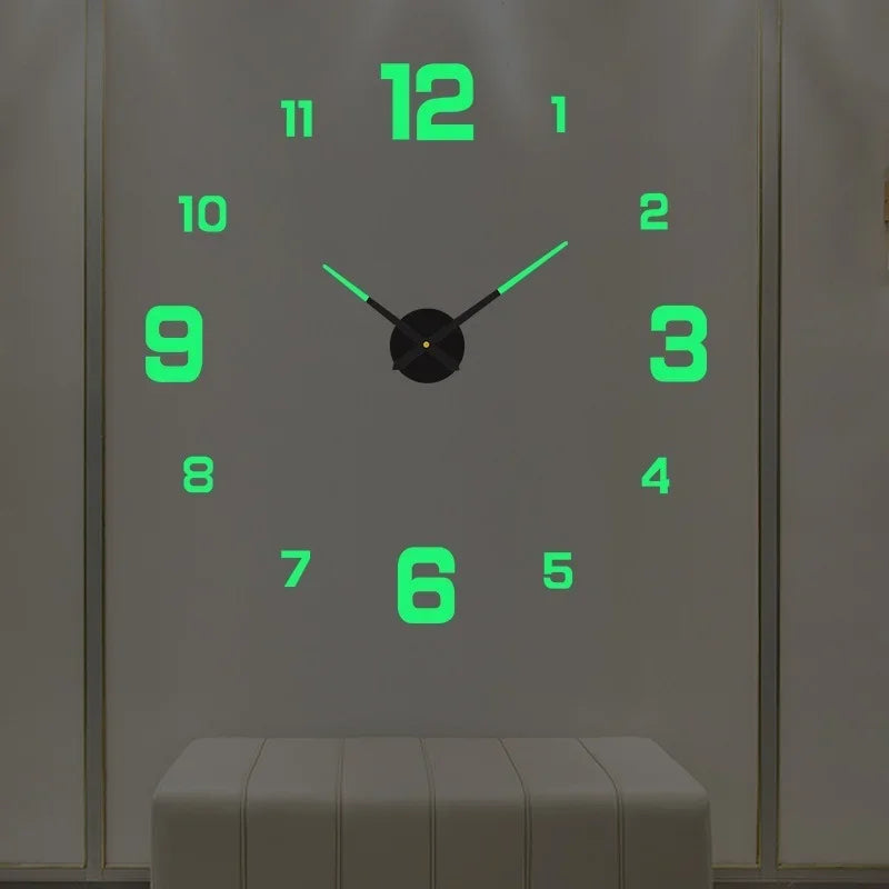 Large 3D Luminous Acrylic Wall Clock – DIY European Style