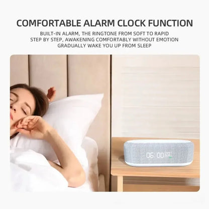Wireless Charging Alarm Clock – LED Night Light & Thermometer